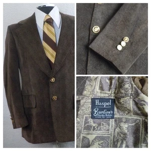 Haspel Vintage 70er Jahre breites Revers Herren 39R Sport Mantel Velour Fischgrät - Bild 1 von 15