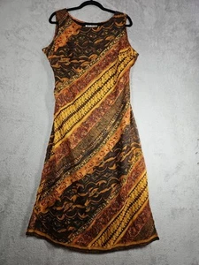 Sheri Martin New York Gold Black Rust Deep Orange Slvless Lined Dress Sz 16 EUC  - Picture 1 of 16