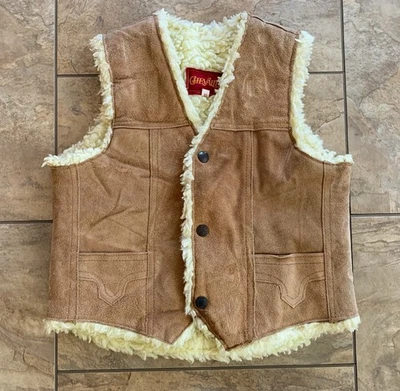 Chaleco de Gamuza Marrón 10 Vintage Niños Jóvenes Forrado Sherpa Tareas Occidentales Granero Foto 1 de 4