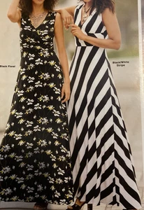 Gr. Large Sommer Staple schwarz/weiß gestreiftes Maxikleid von Monroe und Main neu - Bild 1 von 2