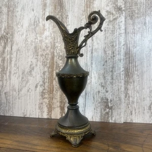 Brocca urna Ewer decorativa vintage ornata vittoriana metallo piedi floreale 12 pollici - Foto 1 di 9