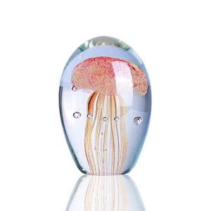 Blown Glass Jellyfish Figurines Collectibles Handmade Crystal Art Sea Animal ... - Picture 1 of 9