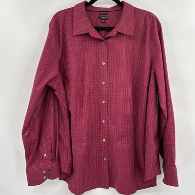 Talbots Womens Plaid Long Sleeve Button Up Top Size 22W Red Career Holiday Prep - Image 1 of 4
