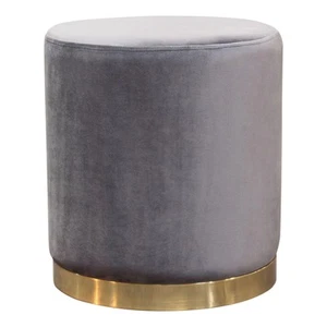Benjara WINI 19 Inch Plush Modern Ottoman, Velvet Upholstery, Metal Base, Gra... - Picture 1 of 6