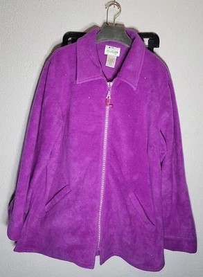 Quacker Factory Womens Plus 1X Pink/Purple Fleece Zip Up Jacket w Rhinestones  - Image 1 of 4