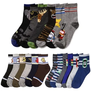 Wholesale Lot of 6 Pairs of Kids Boys Crew Socks Size 68 with Animal Prints - Picture 1 of 1