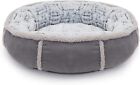 Plush dog bed, washable super soft cozy material, Luxury grey faux suede and plu