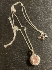 Collana 18" argento sterling cristallo swarovski rosa nuova con scatola argento italiano OG Miami - Foto 1 di 4