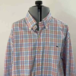 Vineyard Vines The Whale kariertes rosa blaues Button-Down-Hemd Größe Medium - Bild 1 von 4
