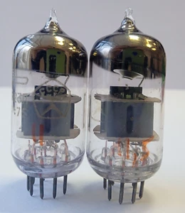 6N23P ECC88 E88CC '75 SWGP UFO MATCHED PAIR VOSKHOD ROCKET LOGO GREY SHIELDS - Picture 1 of 7