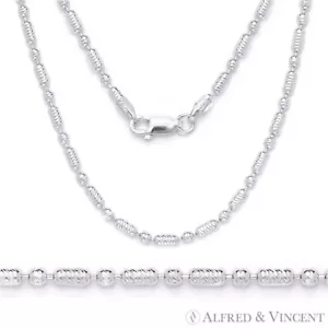 Collar de cadena italiana con eslabón de cuentas pavimentado de corte diamante de 2,3 mm en plata esterlina 0,925 - Imagen 1 de 2