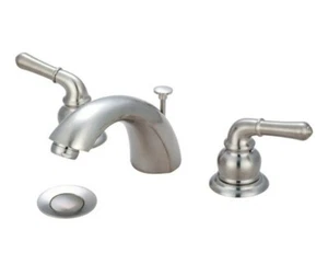 Two Handle Widespread Bathroom Faucet, Compression Hose, Nickel, Weight: 5.7 - Picture 1 of 5
