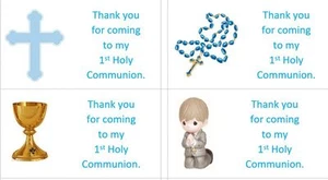 40 x Personalised 1st Holy Communion/Boys labels/stickers/party/cake/sweets/bag - Picture 1 of 1