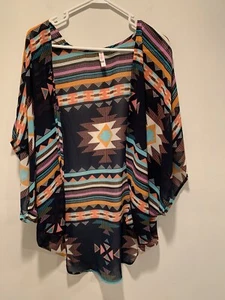 Xhilaration halbtransparentes Top/Kaftan mit offener Vorderseite Größe XS Southwest Print - Bild 1 von 8