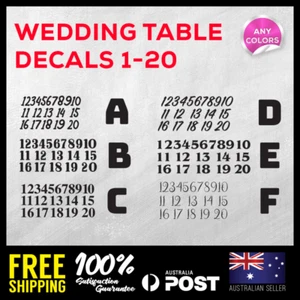 Wedding Table Decals Stickers 1-20 Ceremony Event Organiser Party 70mm height - Picture 1 of 2