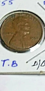 Wheat Penny 1955 P DD/55 Error Brown BU  - Picture 1 of 4