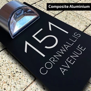 UV Print House Number Plaques Personalised House Signs LED Solar Light Door Sign - Picture 1 of 155