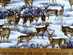Baumwolle Quilt Stoff Hirsch Natur Zeitlose Schätze von 1/2 Yard - Bild 1 von 2