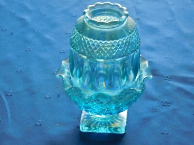 Westmoreland Blue Carnival Glass Fairy Lamp aka fairy light - Image 1 of 3