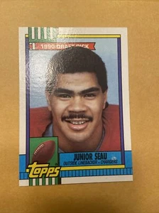 JUNIOR SEAU 1990 Topps Draft Pick Football Card #381 NEAR MINT Condition FS - Picture 1 of 10