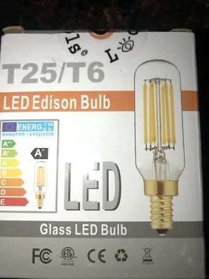 6 Pack E12 LED Edison Bulb Dimmable 3000k Soft White Glass LED Bulb T25/T6 4W - Image 1 of 4