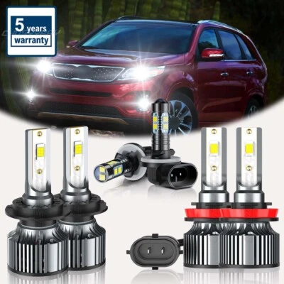 Para For Kia Sorento 2014-2016 6500K Combo LED faro alto bajo + luces antiniebla - Image 1 of 4
