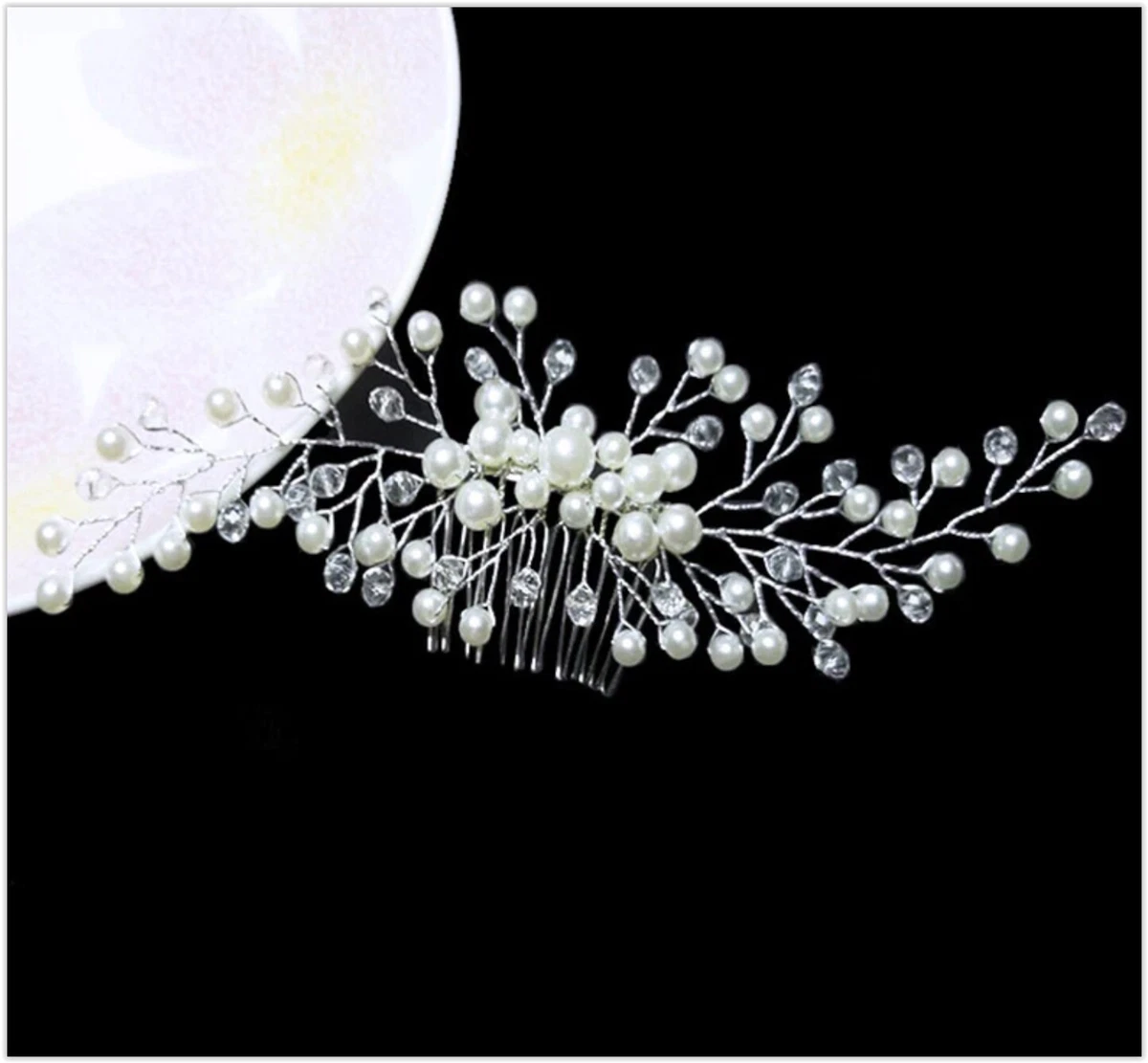 AAHB Brautschmuck Haarkamm – Mit Perlen & Strass Für Hochzeit, Fest Oder Besondere Anlässe