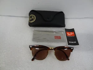 Vintage Ray-Ban Clubmaster Mock Tortoise Gold 51mm Sunglasses RB3016 W0366 wCase - Picture 1 of 18