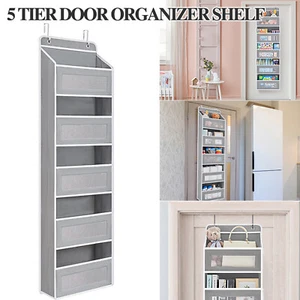5 Tier Hanging Door Organizer Over Door Storage 44 LB For Bedroom Nursery - Picture 1 of 14