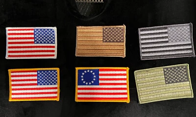 U.S. American Flag embroidered patch red white blue, black/gray, coyote Reverse - Image 1 of 4