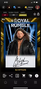DIGITAL Topps WWE Slam Royal Rumble 25 AJ Styles Signature Gold - Imagen 1 de 2