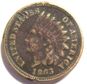 1863 Indian Head Cent Civil War Penny - Picture 1 of 2