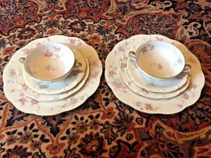 Wow 2 Sets Haviland Apple Blossom Gold Trim Dinner Dessert Tea & Saucers America - Picture 1 of 7