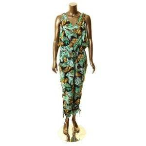 LAUREN RALPH LAUREN Women's Leaf Print V-neck Drawstring Waist Jumpsuit 16 TEDO - Picture 1 of 2
