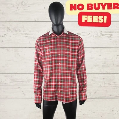 ETON Ganghester Camicia Uomo Slim Fit Rosso Tartan Check 41 16 Collare Marina... - Immagine 1 di 4