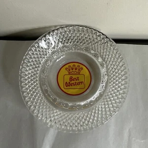 VINTAGE BEST WESTERN MOTEL HOTEL CUT GLASS ASH TRAY NICE - Picture 1 of 2