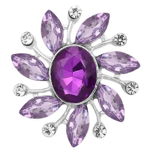 20MM Purple & Silver Flower Snap - Picture 1 of 3