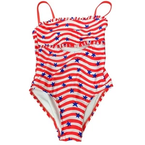 New Cat & Jack Girls Medium (8) Keyhole Front USA Stars Stripes 1PC Swimsuit - Picture 1 of 3