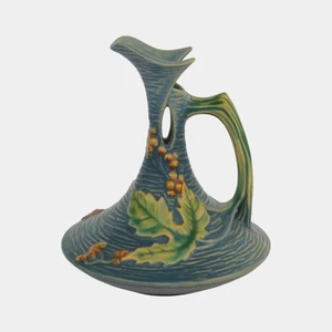 Roseville Bushberry Blue 1941 Mid Century Modern Art Pottery Ceramic Ewer 1-6 - Picture 1 of 6