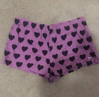 Victoria’s Secret Pink Vintage Purple Shorts Black Hearts M - Image 1 of 4
