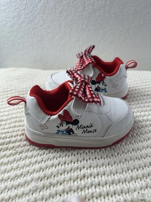 Disney Baby Minnie Mouse Infant Toddy Shoes Size 5 White & Red With Bow - Image 1 of 4