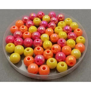 Mezcla de cuentas acrílicas de 8 mm 70 piezas, rosa naranja y amarillo - Imagen 1 de 4