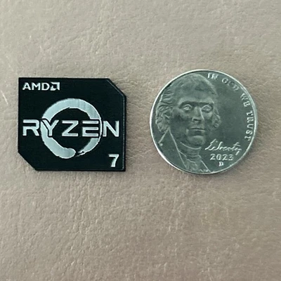 AMD Ryzen 7 Black & Silver CPU Badge -NEW-2mm x 1.75mm - - Image 1 of 2