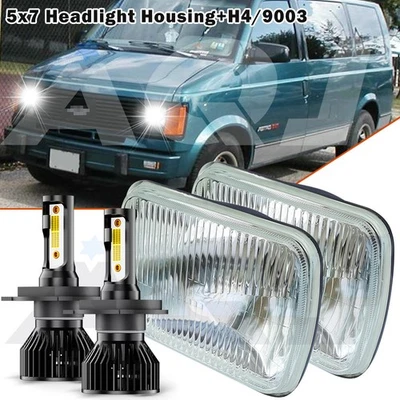 Pair 5x7" 7x6" LED Headlights Hi/Lo Beam For Chevrolet Astro 1985-2005 H4 - Image 1 of 4