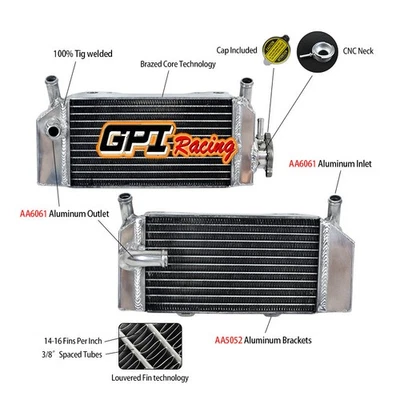 aluminum radiator FIT HONDA CRF 250 R X CRF250R 2004-2009/CRF250X 2004-2016 - Image 1 of 4