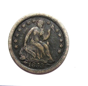 1853-O ARROWS SEATED LIBERTY HALF DIME 5C CENT NEW ORLEANS MINT RARER DATE COIN - Picture 1 of 2
