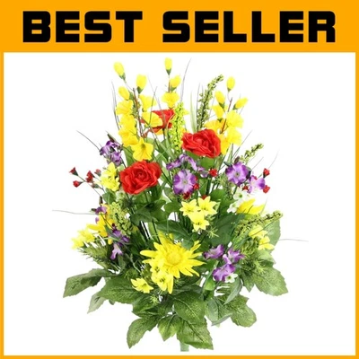 Durable Morning Glory & Dahlia Faux Flowers: 30-Stem Memorial and Wedding Decor - Image 1 of 4