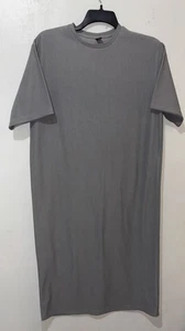 Dazy Shirt Dress Women's Medium Gray Rib Knit Short Sleeve Knee Length - Picture 1 of 7
