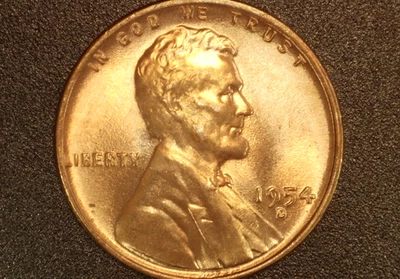 BU Red 1954-D Lincoln Wheat Cent From OBW. Doubled Die Obverse (DDO-001) - Image 1 of 3