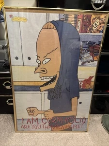 1996 Original BEAVIS AND BUTTHEAD POSTER GREAT CORNHOLIO FRAMED - Picture 1 of 6